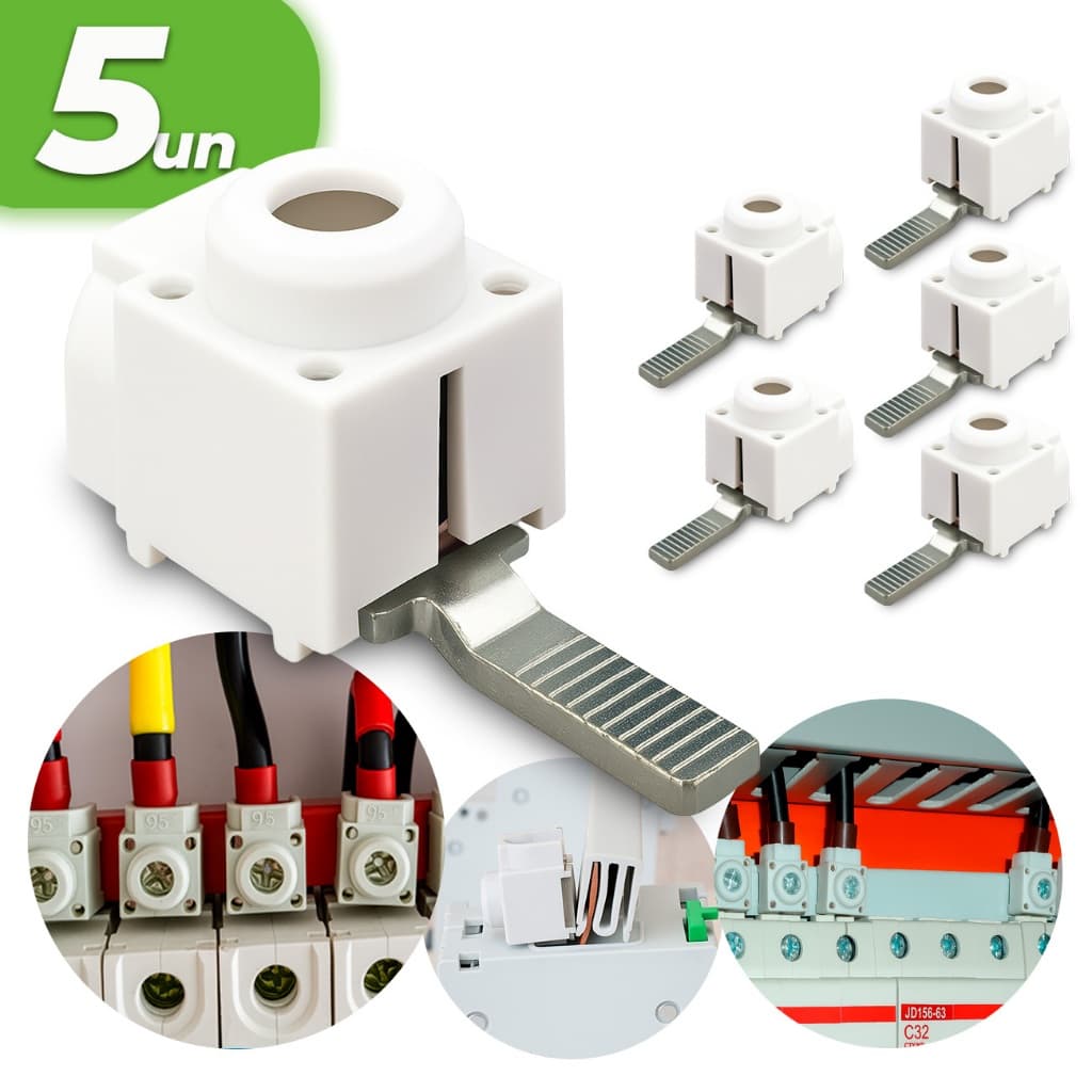 Kit 5 Terminal Disjuntor (6mm - 25mm) Conector Generico Saida Frontal Interruptor Terminal Elétrico