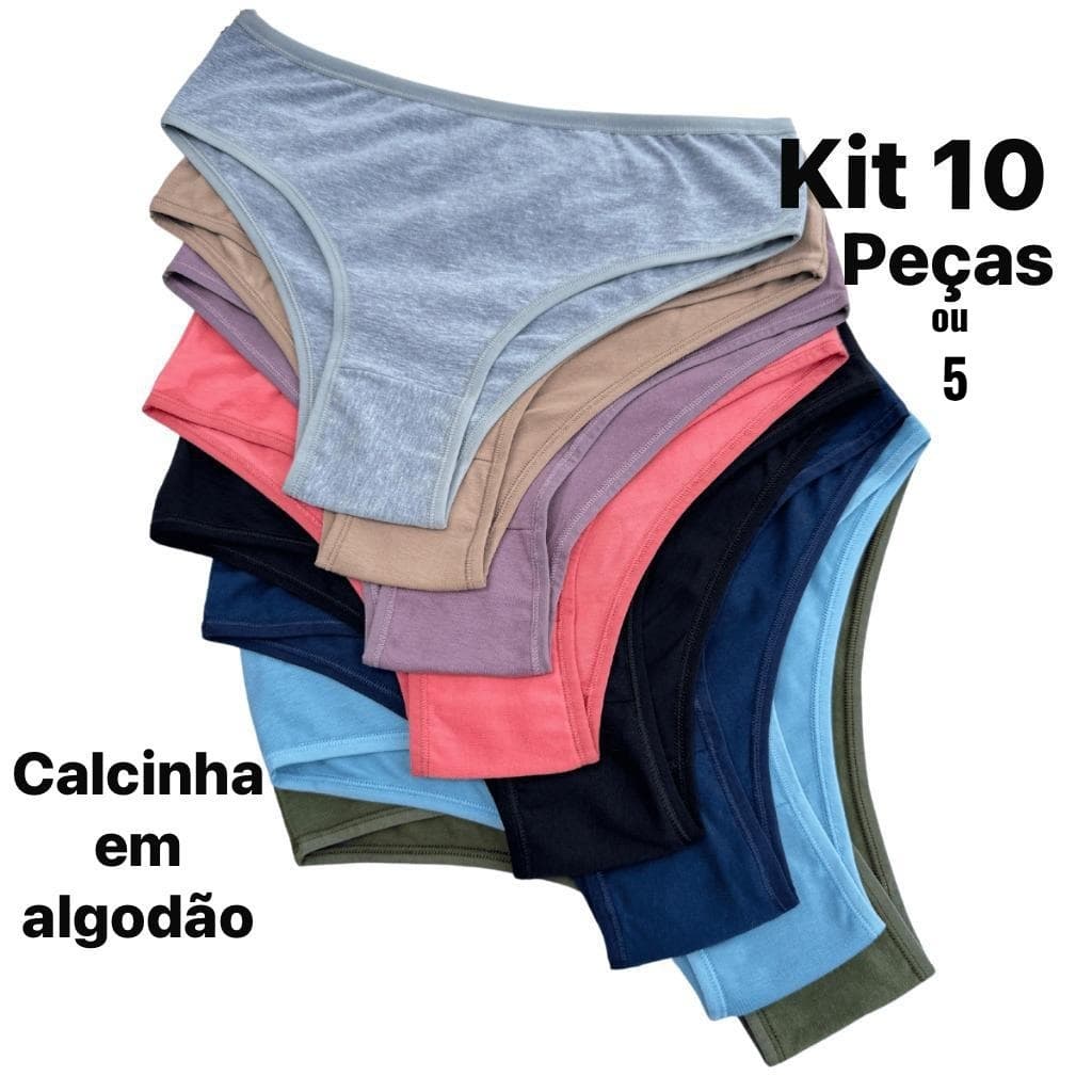 Kit Calcinhas Algodão Conforto Básica Cores Variadas