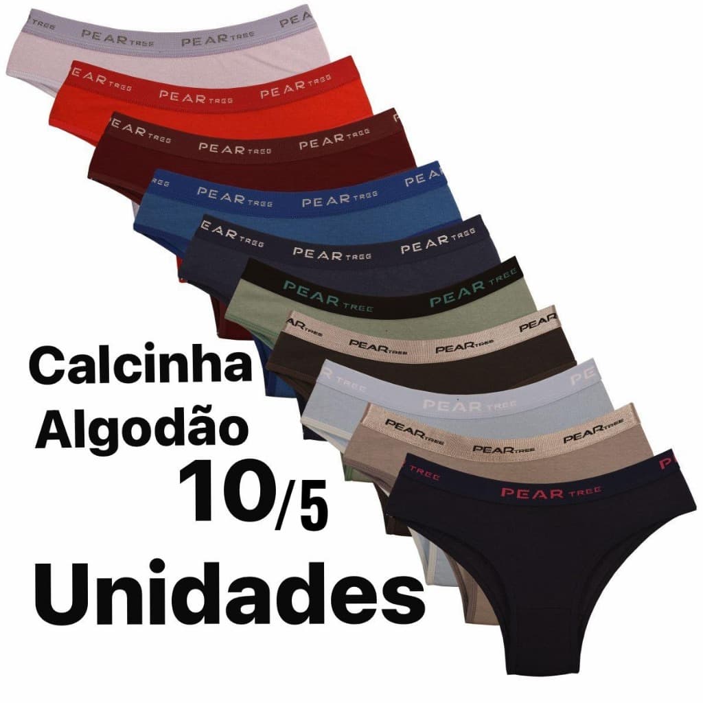Kit Calcinhas Tanga Algodão Elastico Exposto Cotton