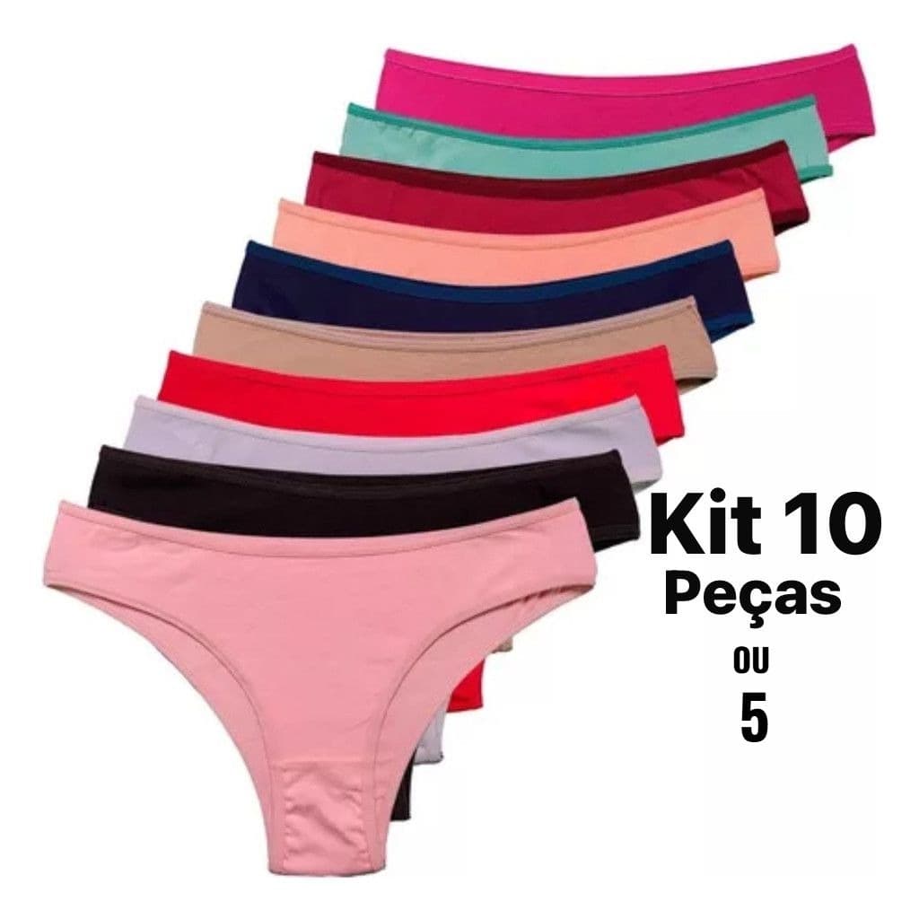 Kit Calcinhas De Algodao Lisas Conforto Feminina