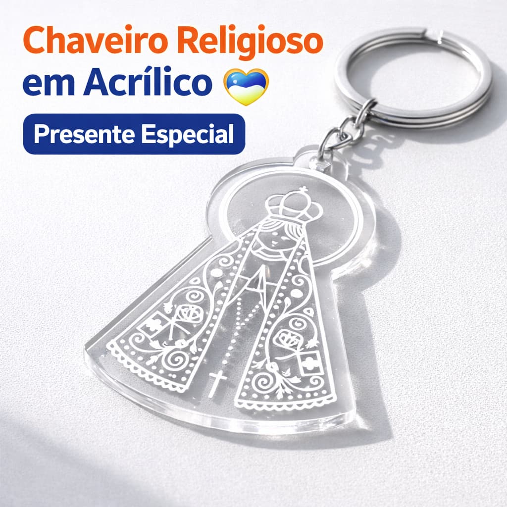 30 á 100 Chaveiros Acrílico Cristal Santa Lembrancinha Presente Nossa Senhora Aparecida Igreja