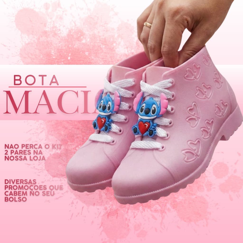 Botinha Infantil Feminina Stitch Casual Urbana Cano Curto
