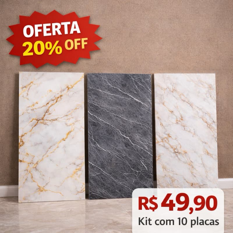 Kit 10 Placas Adesivas Decorativas Mármore | Cozinha, Banheiro e Quarto, Sala. Mais Vendido.