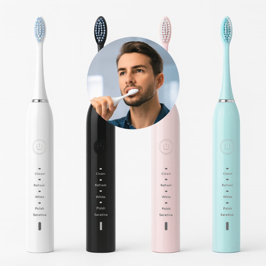 Escova De Dentes Elétrica IPX7 Com 4 Cabeça Substituivel inteligente Ultrassônico À Prova D'água