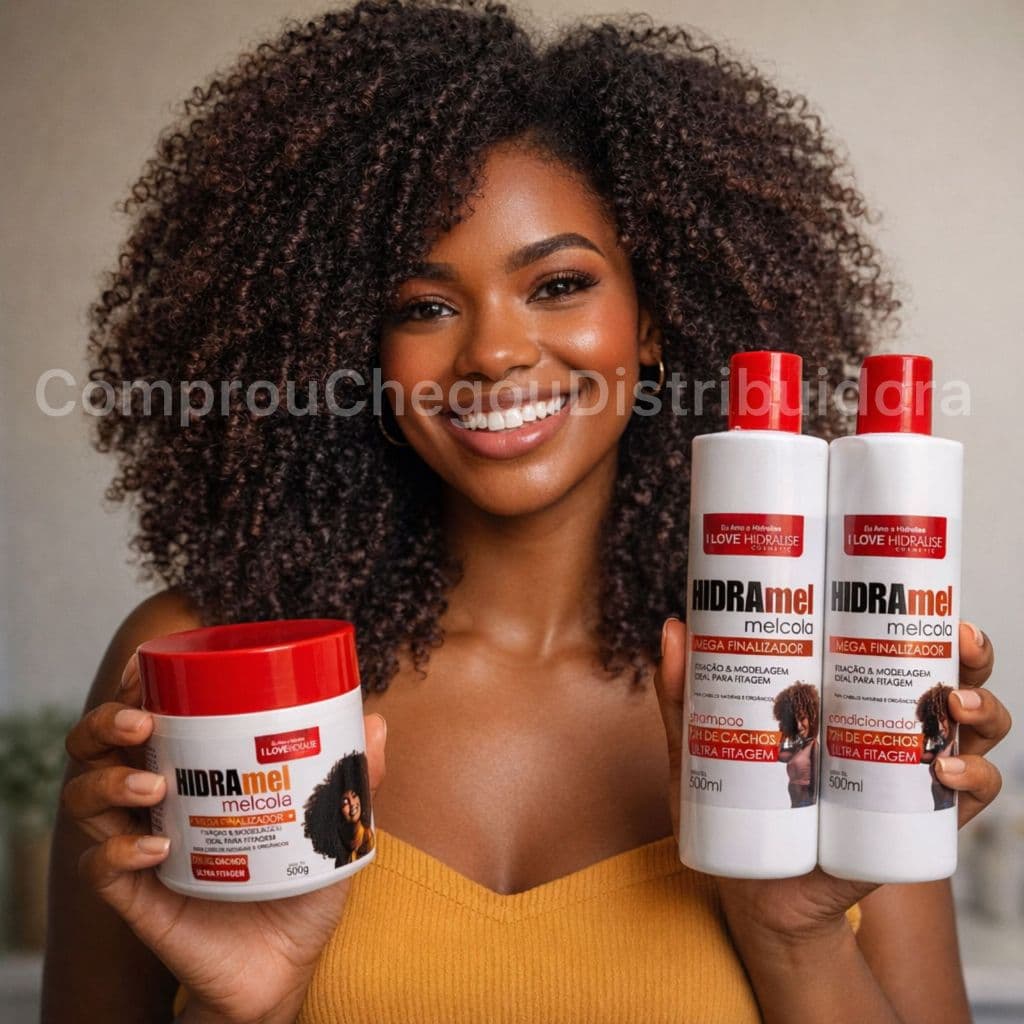 KIT MEL COLA 3 em 1 Shampoo 500ml+Condicionador 500ml+Finalizador Mel Cola 500g Cachos Definidos