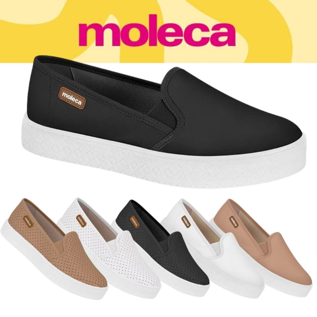 Tenis Feminino Moleca Slip On Plataforma confort