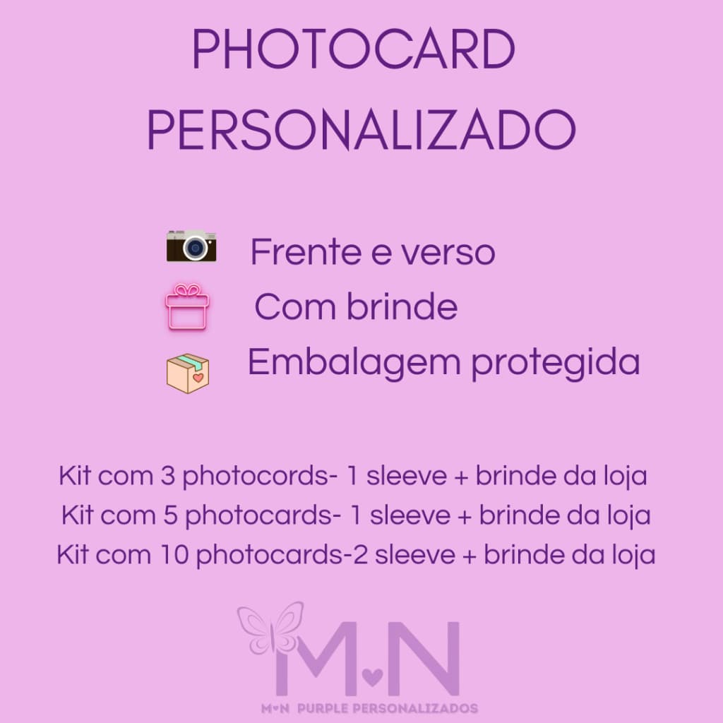 Kit Photocard Kpop/Anime/personalizado (3, 5 ou 10 Unidades) | Com Brinde e Sleeve