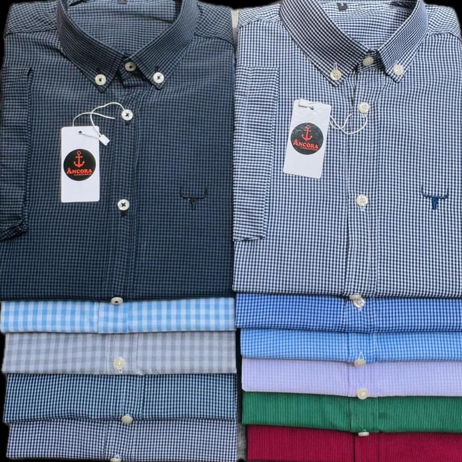 Camisa Masculina Algodão  Xadrez  Listrada Social  Manga curta  Slim Country  Cabeça do boi