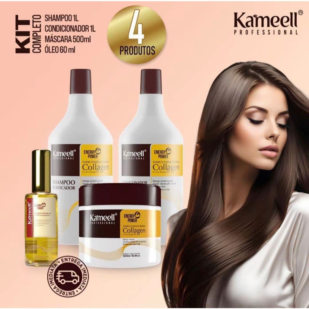 Kit Shampoo Condicionador Purificador 1L Máscara Hidratação 500g Óleo Reparador 60ml