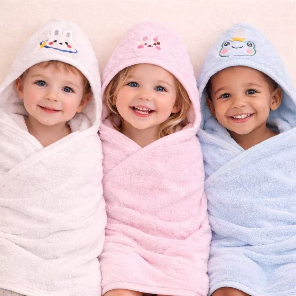 🛁 Toalha DE Banho Capuz Bichinho Bordado Roupão Bebê Recém Nascido Infantil Criança