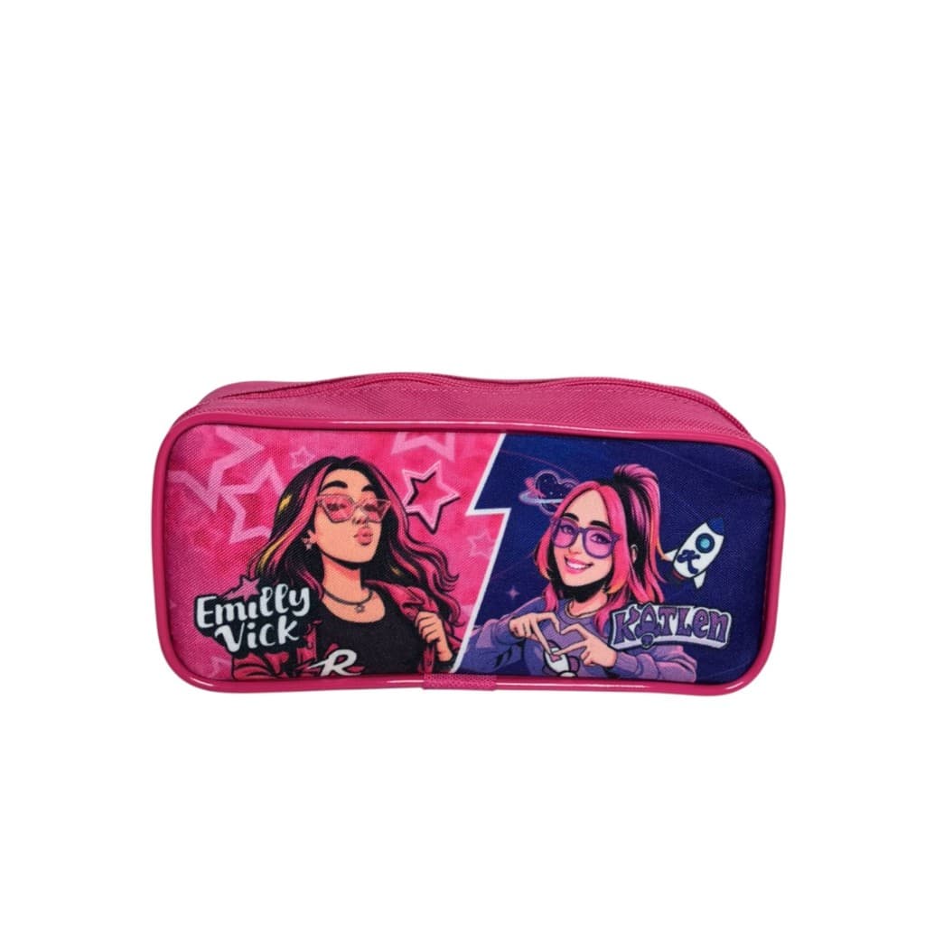 Estojo Escolar Infantil Emilly Vick E Katlen Lançamento Uma Repartição Organizador Lápis