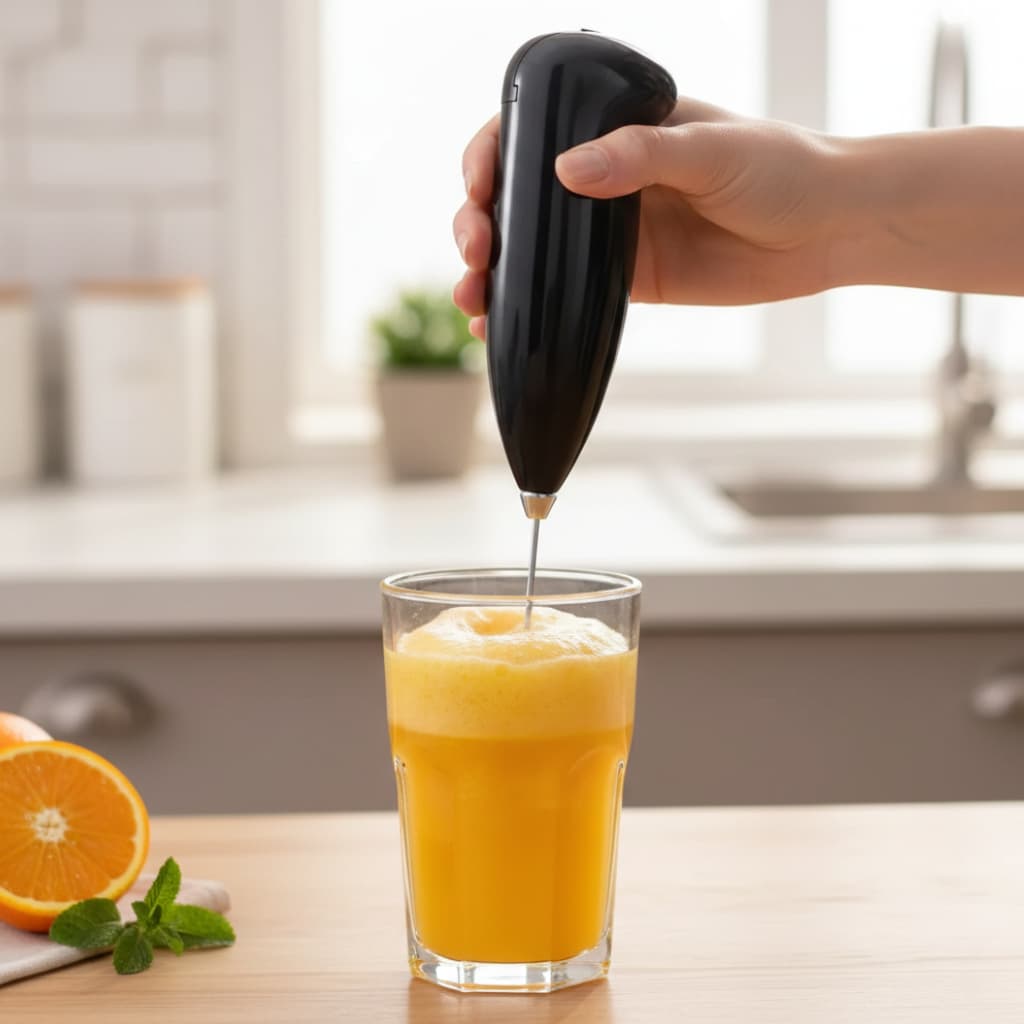 Misturador Mini Mixer Elétrico Batedor Inox Café Chá Bebidas Vitaminas Milk Shake Multiuso Universal