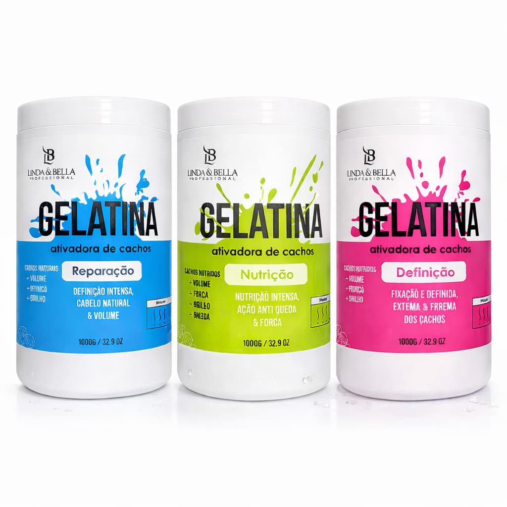 Gelatina Capilar 1kg Super Hidratação Nutrição Reparação Fixação Total Antifrizz Linda&Bella