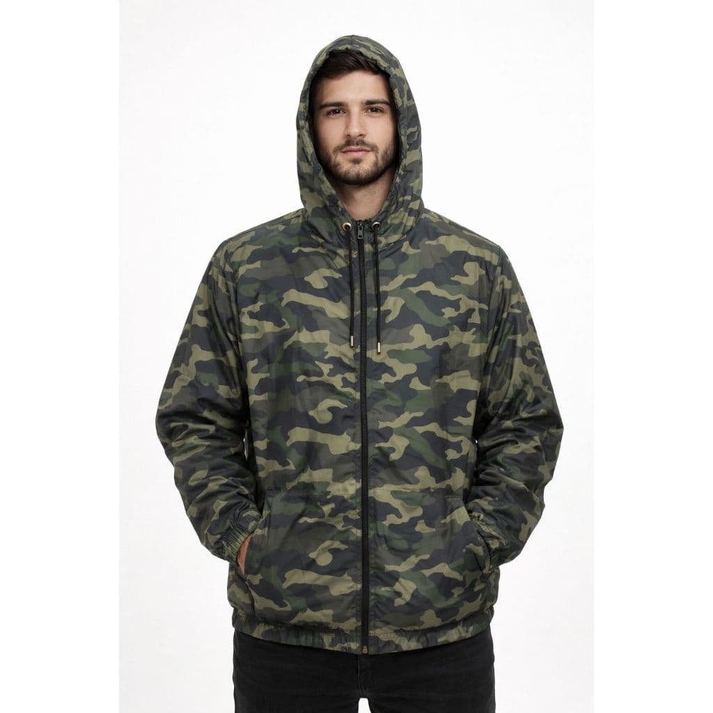 Jaqueta Corta Vento Camuflada Masculina Leve Confortável Repete Água