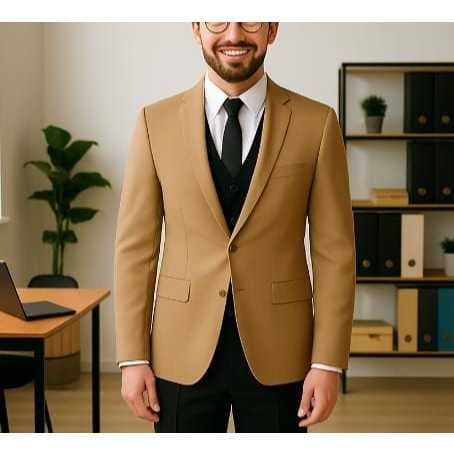 Blazer Social Oxford 2 Botões Slim Masculino Bege