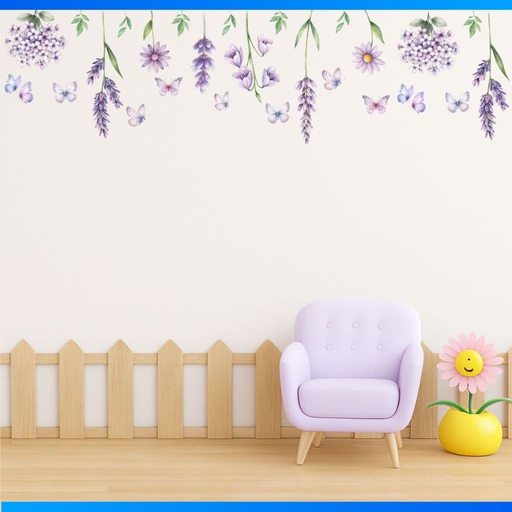 Adesivo de Parede em Recorte Sem Fundo Flores Supensas Jardim Tulipa 140x40cm - OFERTA