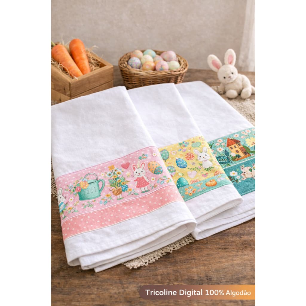 Tricoline Digital Páscoa 100% Algodão – Estampado e Barrado 50x150cm