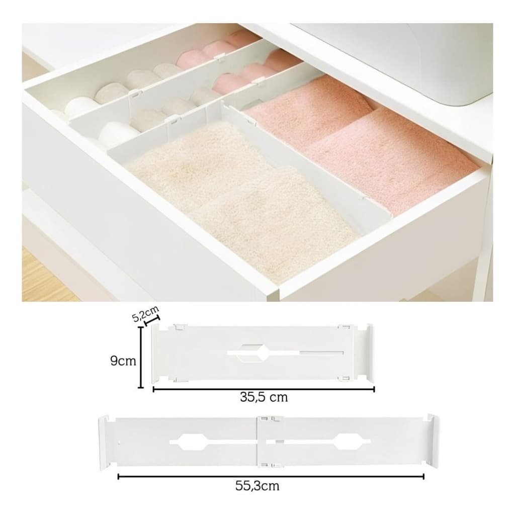 Kit 2 Organizador Divisória De Gavetas Ajustável Branco Marca Topen Home