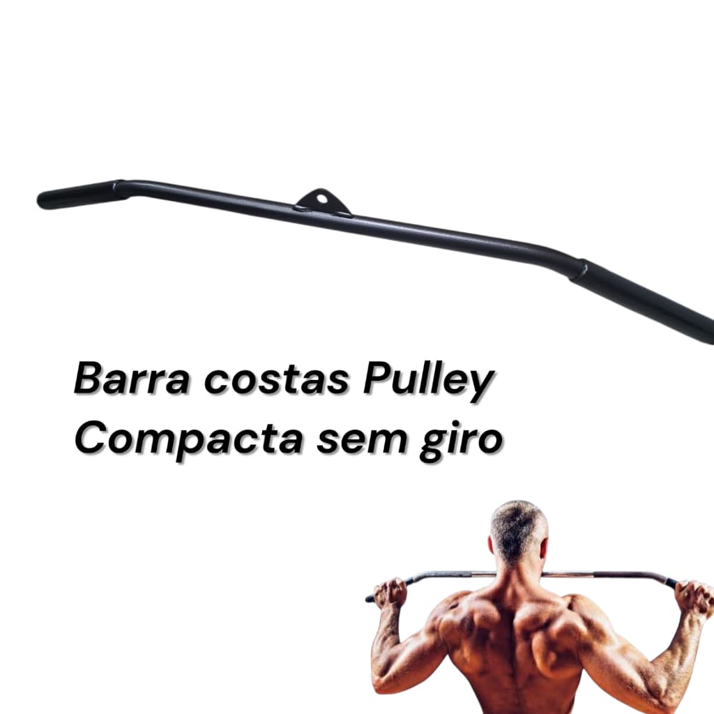 Barra puxador costas pulley compacta 98 cm sem giro academia musculação