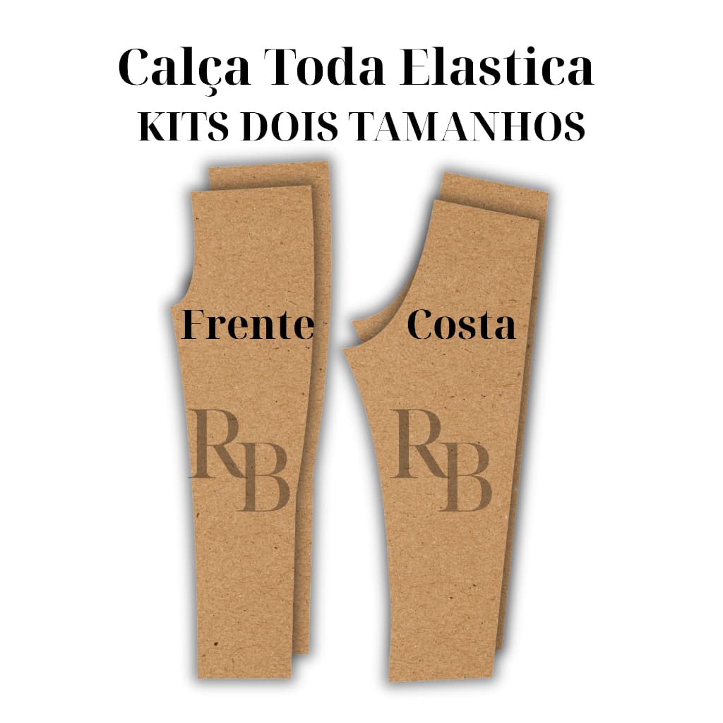 Molde de calça toda elástica, modelagem de calças kits com duas peças/tamanhos