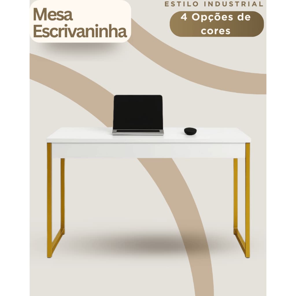 Mesa Escrivaninha Estilo Industrial 90cm | Home Office, Estudos e Penteadeira
