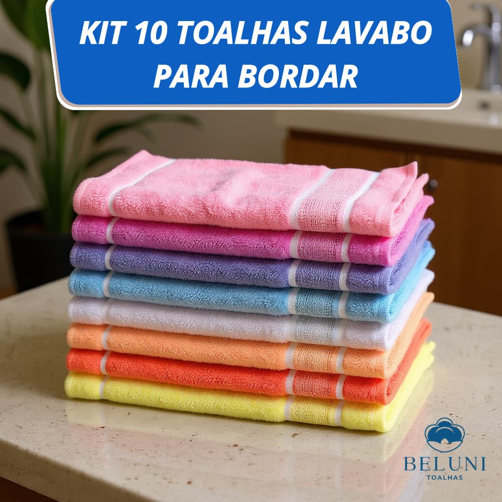 Kit 10 Toalhas Lavabo 28x48cm Ideal Para Pintar Bordar Ideal Para Escola Academia Fabricação Própria