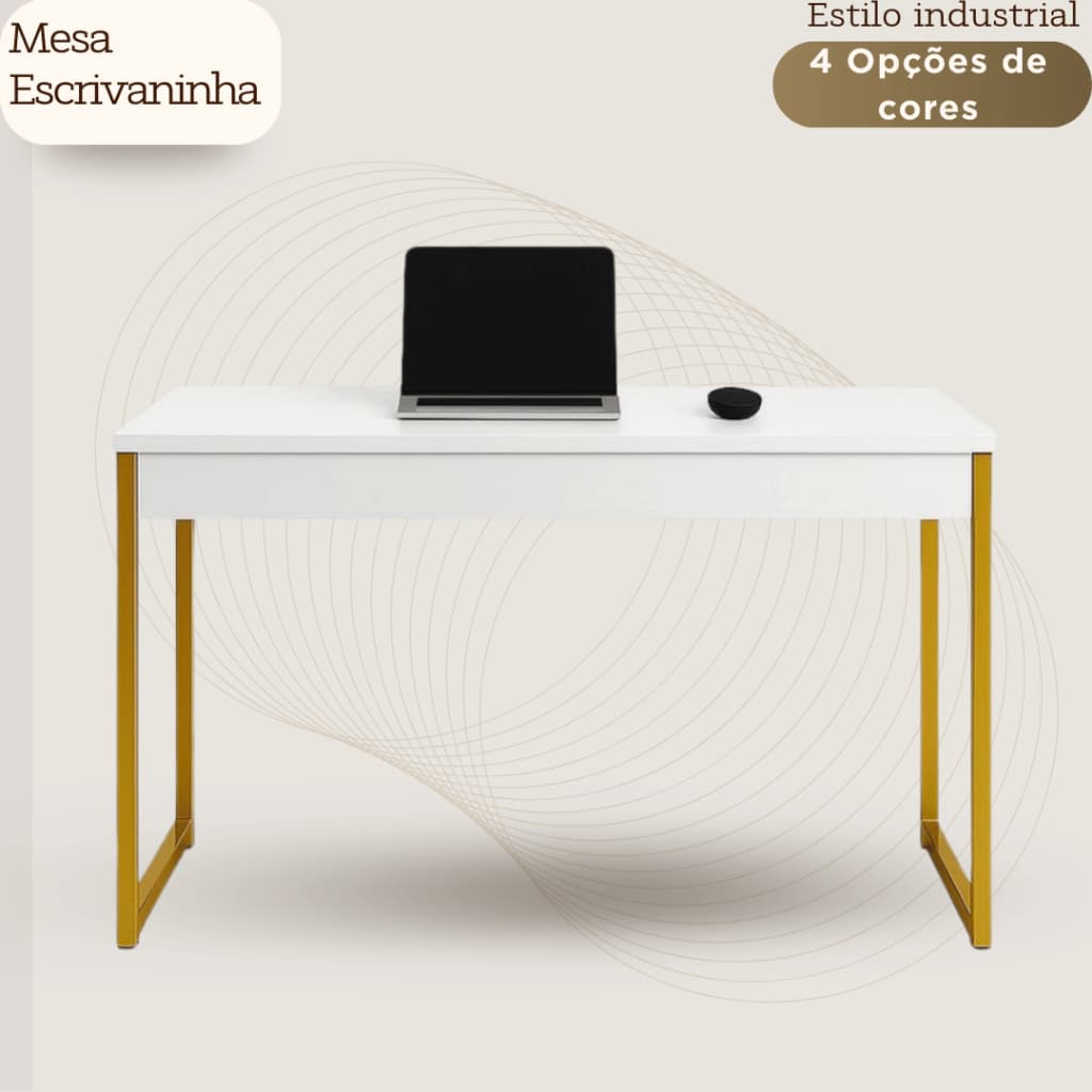 Mesa Escritório Escrivaninha Estilo Industrial 90cm | Home Office, Estudos e Penteadeira
