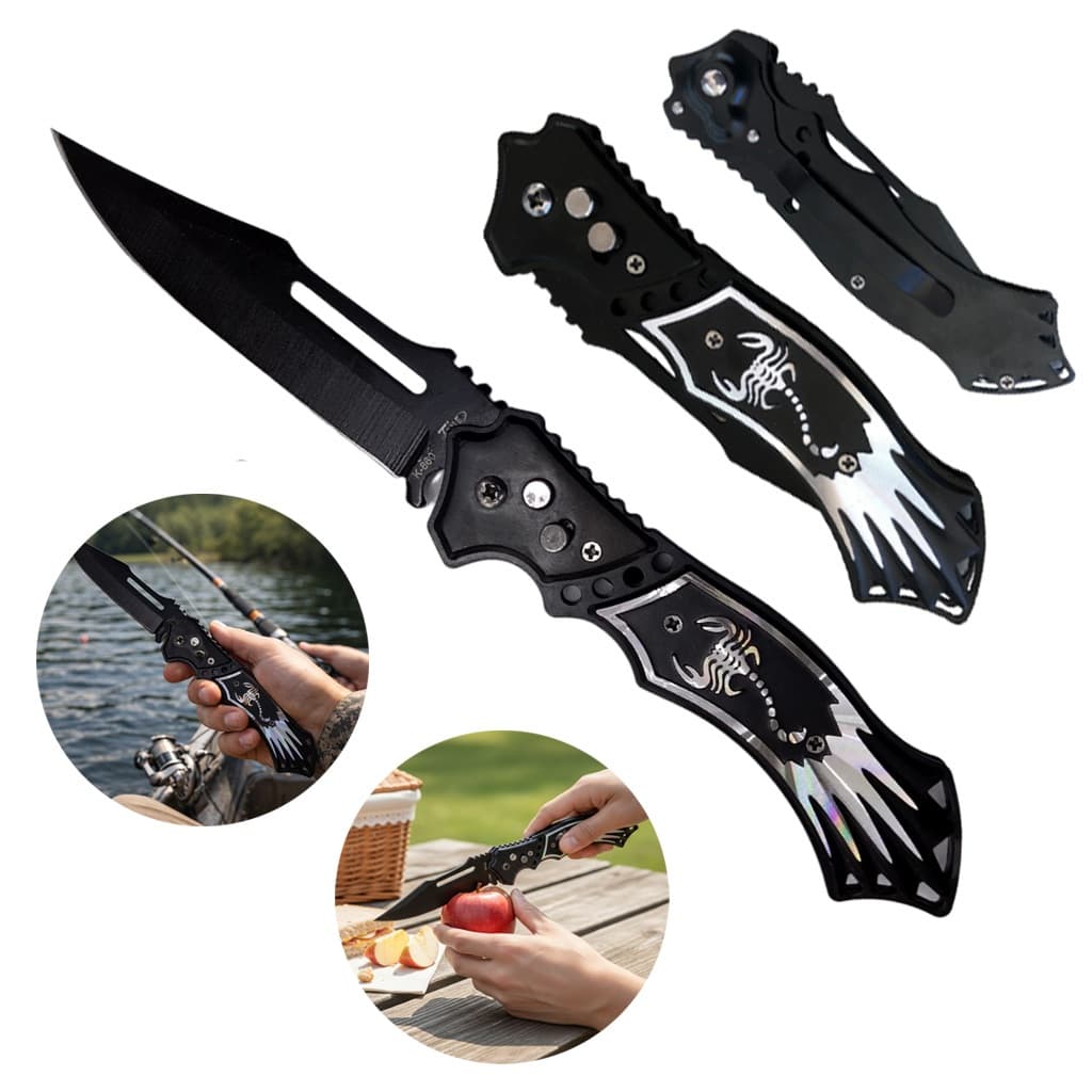 Canivete para Pesca e Camping Tático Afiado Dobrável com Clip de Cinto Portátil