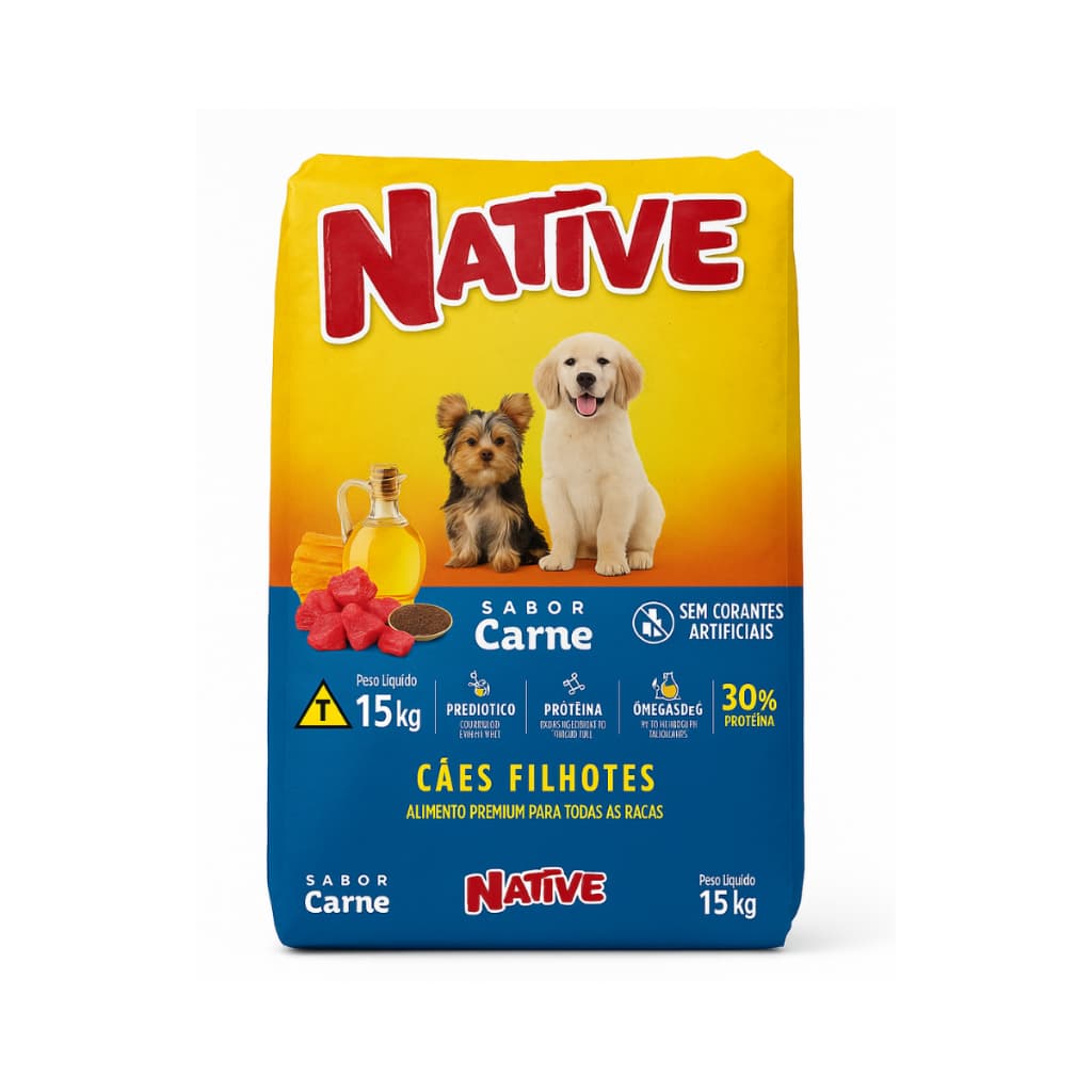 Ração Cachorro Native Cães Filhote 15kg Linha Premium