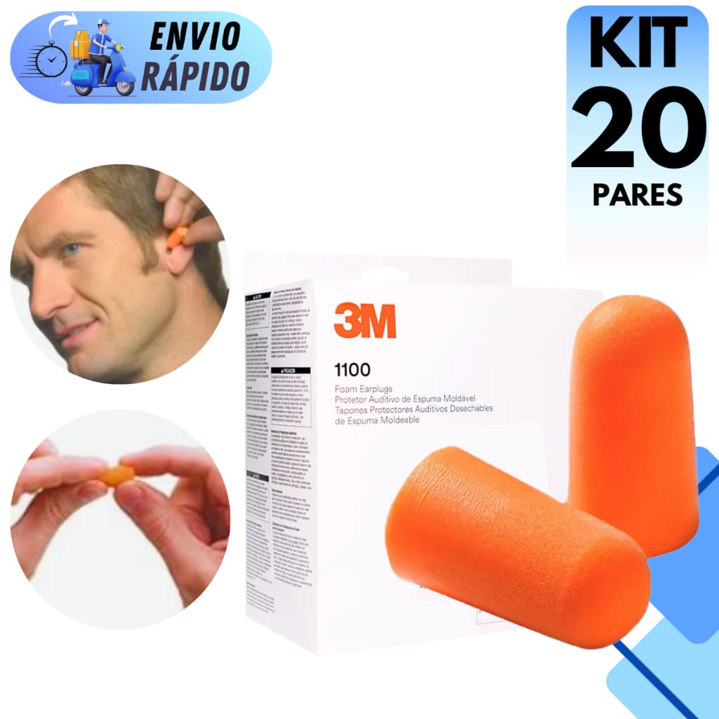 KIT 10 A 20 PROTETOR AURICULAR 3M PROTEÇÃO AUDITIVA PARA OUVIDO EXCELENTE VEDAÇÃO SEM CORDÃO