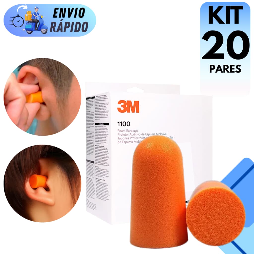 KIT 10 E 20 PROTETOR AURICULAR ESPUMA MACIA ABAFADOR DE RUÍDO 3M PARA OUVIDOS SEM CORDÃO PARA DORMIR