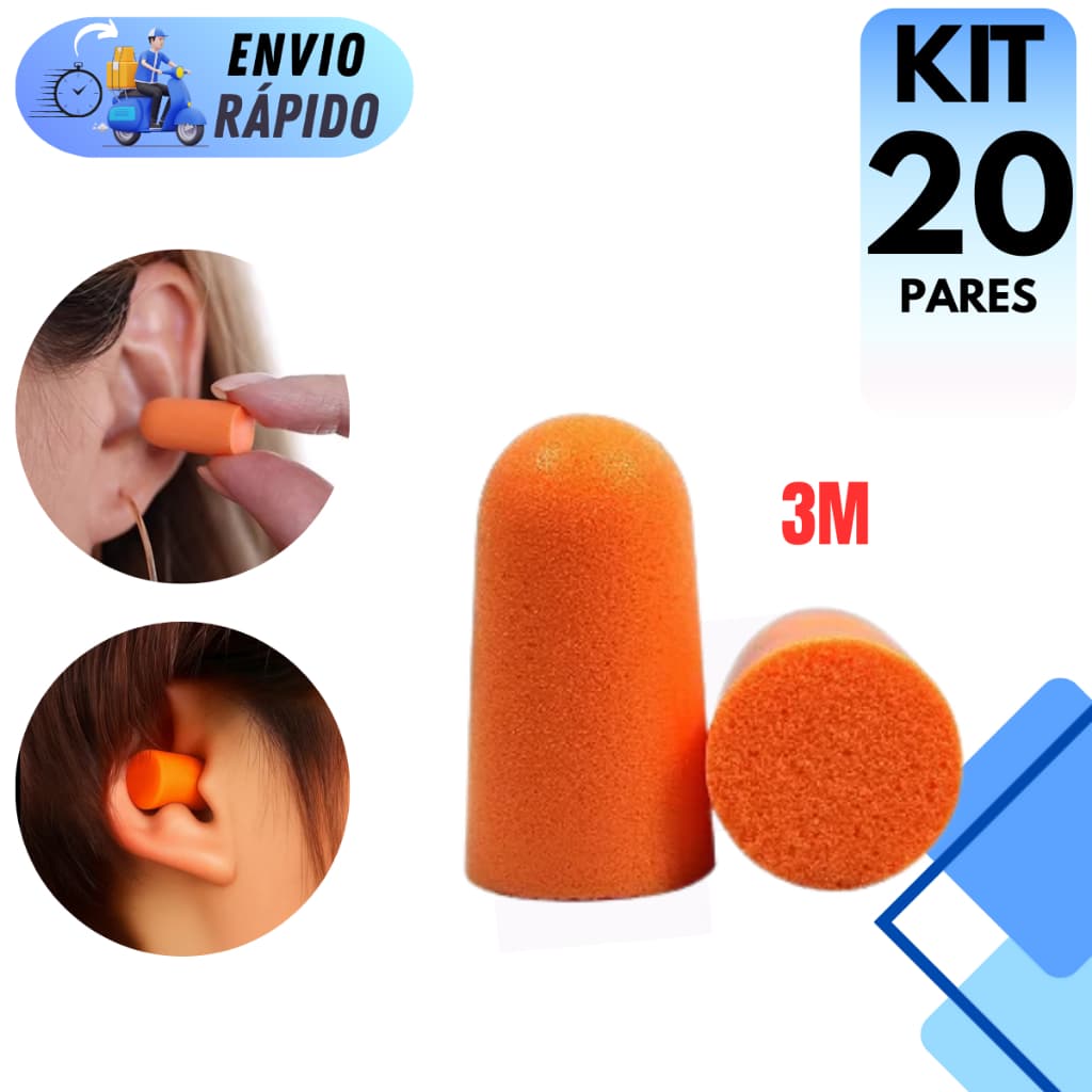 KIT 10 A 20 PROTETORES AURICULAR DE ESPUMA ABAFADOR 3M DE RUÍDOS PARA OUVIDOS SEM CORDÃO PARA DORMIR