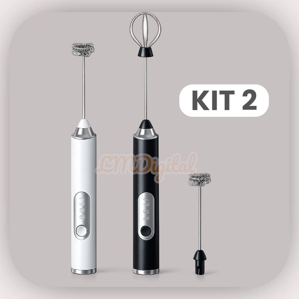 Kit 2 Mixer Elétrico 2 em1 para Bebidas, Leite, Café e Clara de  Ovo - Batedor Prático e Rápido Leve