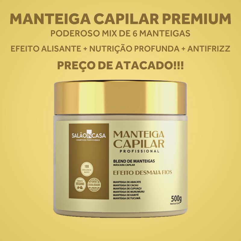 MANTEIGA CAPILAR DESMAIA ALISA NUTRE  EM 1 MINUTO - 6 MANTEIGAS - DESMAIA FIOS - SALÃO IN CASA