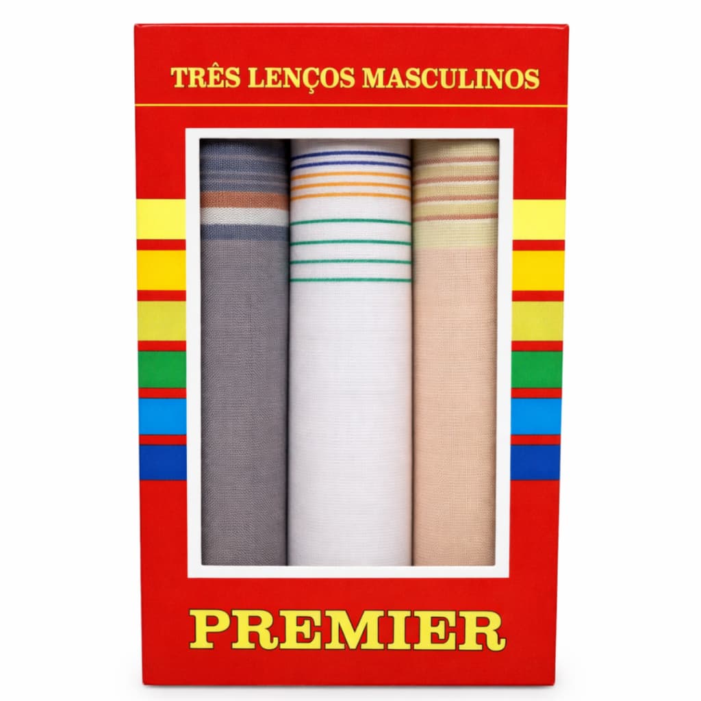 3 Lenços Para Terno De Bolso Tecido Algodão Premier 32x32 Cm