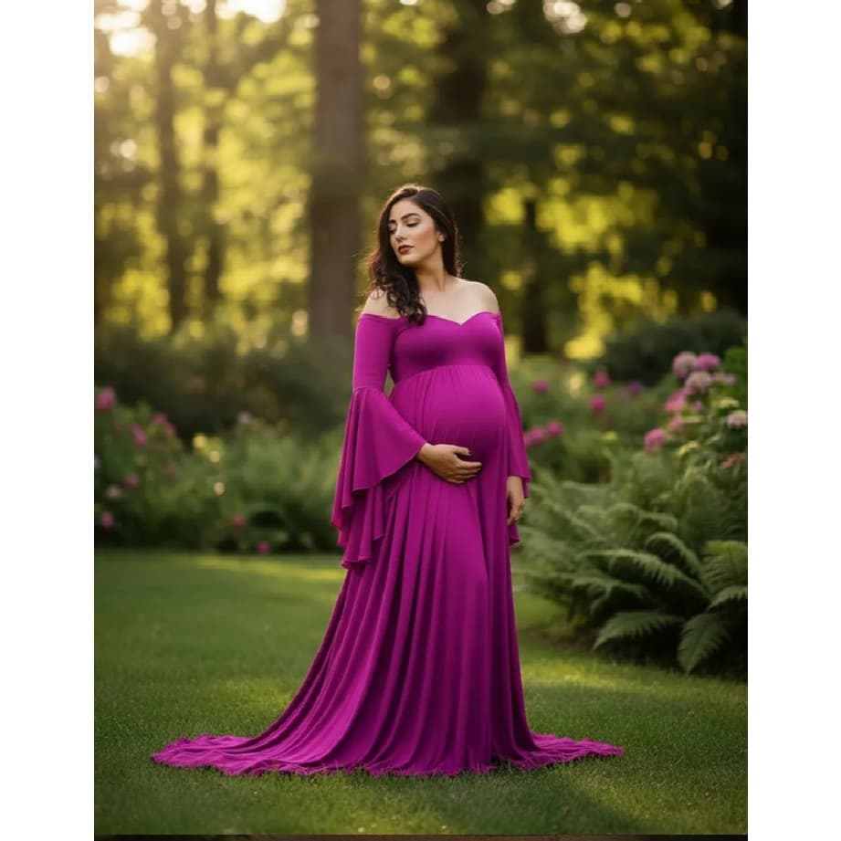 Vestido Longo Gestante Para Ensaio, Manga Flare G50