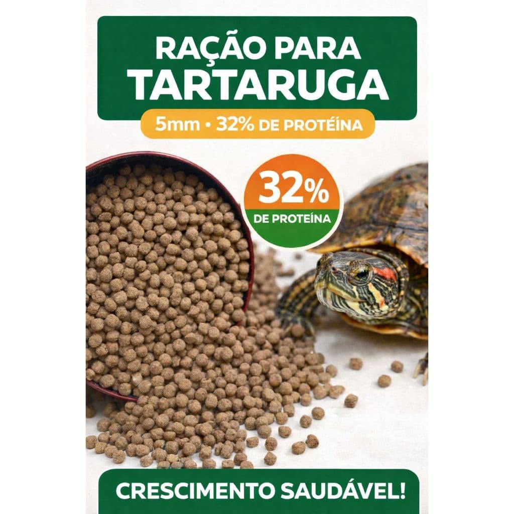 Ração Premium para Tartarugas Aquáticas, cágados e jabutis, 32% de proteina 5mm/