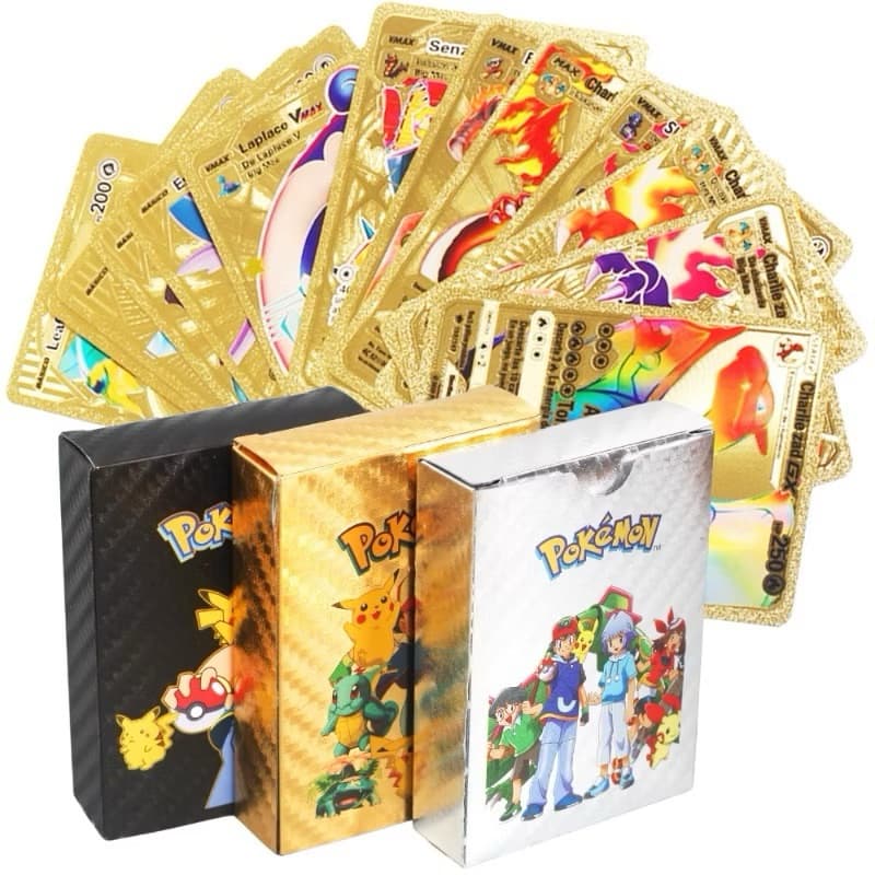 555 PCS Cartões Pokemon Metal Gold Vmax GX Energy Card Charizard Pikachu Coleção Rara Treinador De Batalha Lote Booster