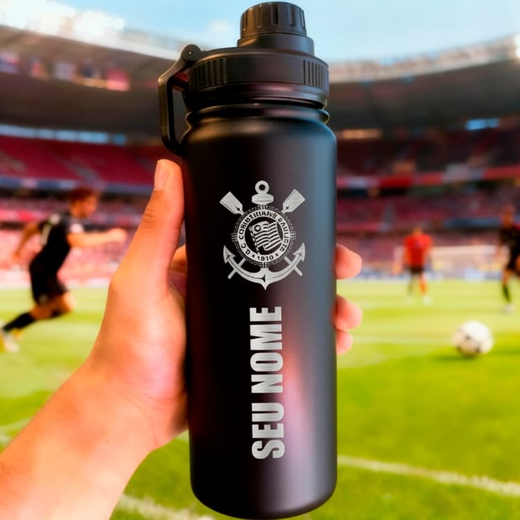 Garrafa Térmica Personalizada com nome em aço Inox para Academia, Escola, Trabalho TIME 800ml