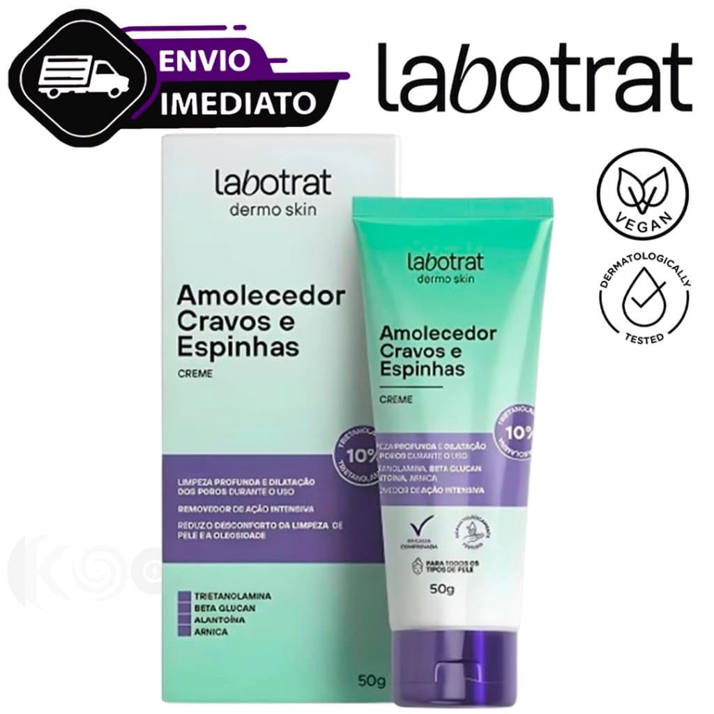 Creme Amolecedor de Cravos e Espinhas Para o Rosto e Corpo Vegano Labotrat 50g Envio Imediato