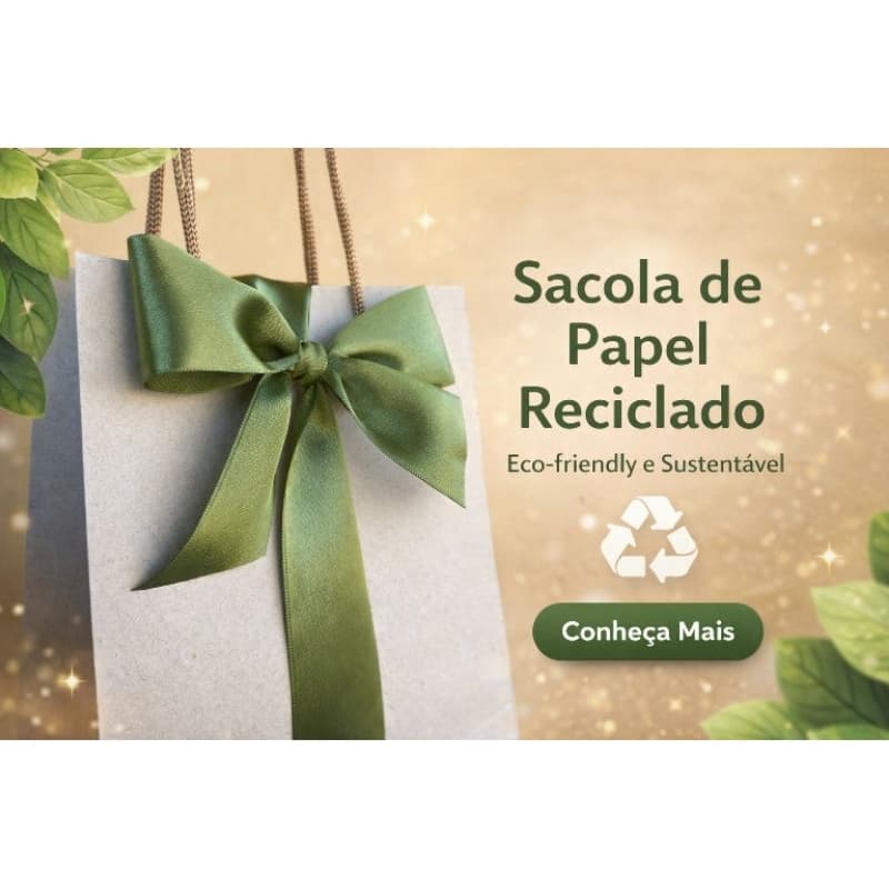 Sacola de Papel Reciclado Alça Marrom / 10 und