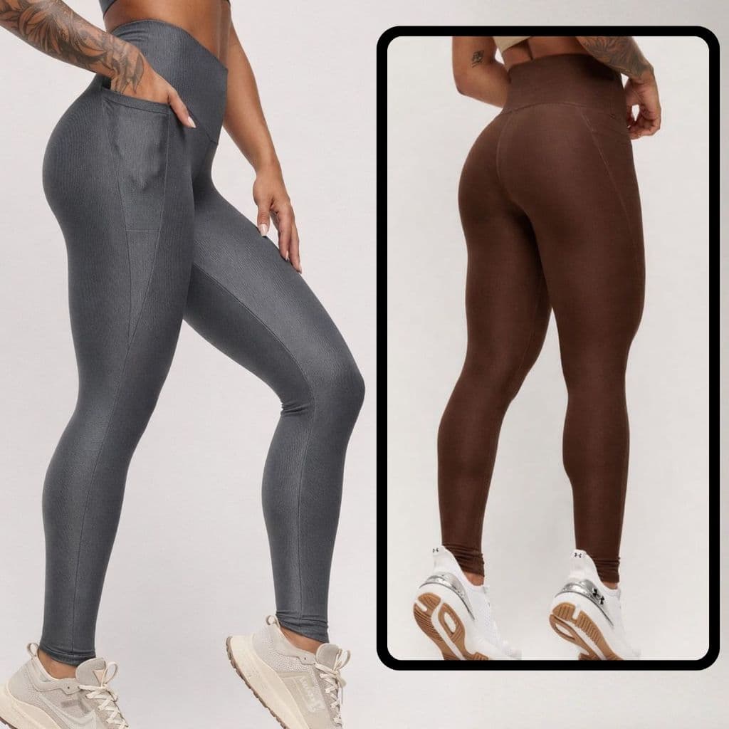 Calças Legging Fitness Academia Poliamida } Feminina Empina Bumbum Pantalona Zero Transparência Fler  Slim Fit Compreção