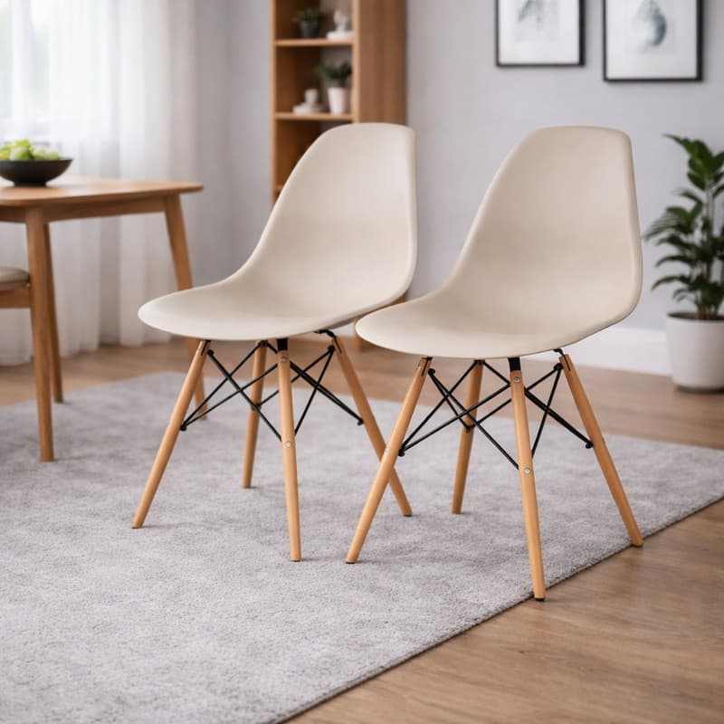 2 Cadeira Eames Eiffel Pés Em Madeira Escritório sala estar oferta