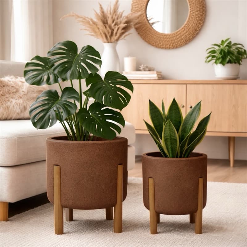 Vaso para Planta com  pé  Mônaco P, M Cilíndrico designer  moderno