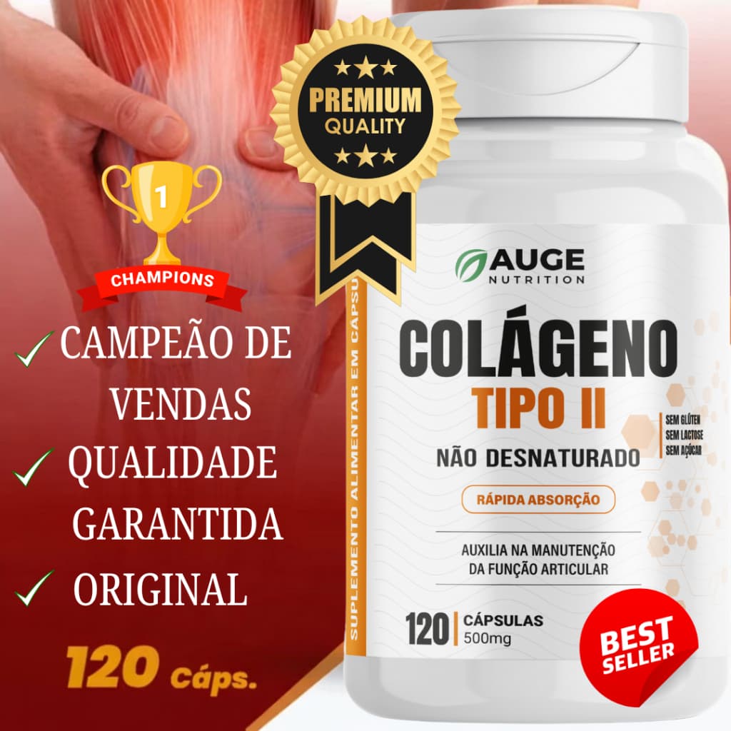 Colágeno Tipo 2 Não Desnaturado 120 Cápsulas Qualidade Premium - Auge Nutrition