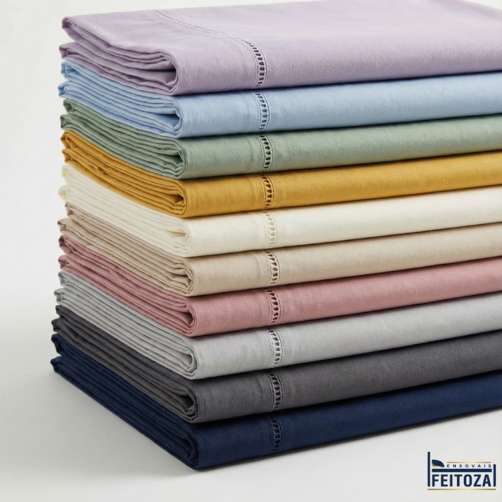 Kit Fronhas 400 Fios Capa Para Travesseiro Detalhe Ponto Palito Varias Cores Acabamento Premium