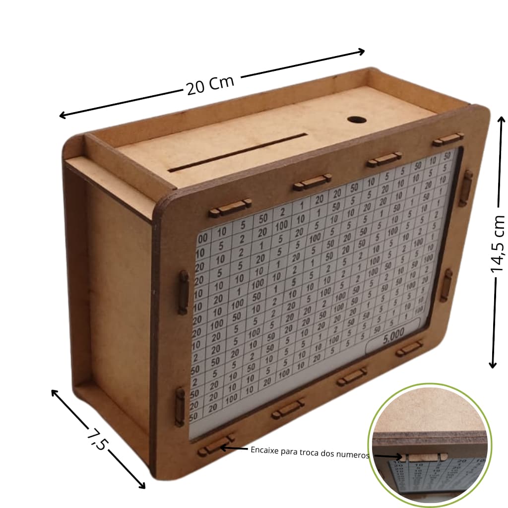 Cofre Desafio 10 Mil Cofrinho Caixa Dinheiro Mdf