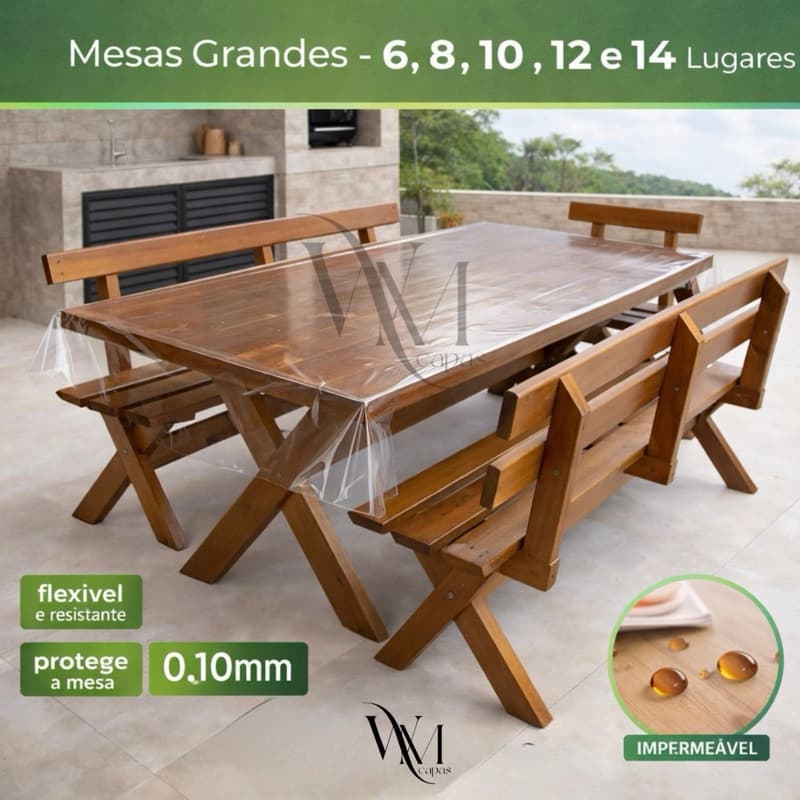 Toalha de Mesa Transparente PVC Premium 0,10mm| Antiderrapante | Anti Mancha | Protege Madeira | Várias Medidas