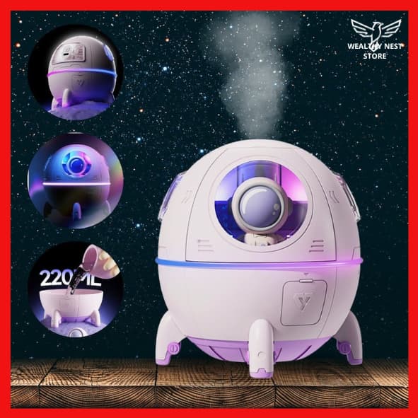 Umidificador de Ar Astronauta 220ml com LED  Decoração – Purificador e Aromatizador Para Casa