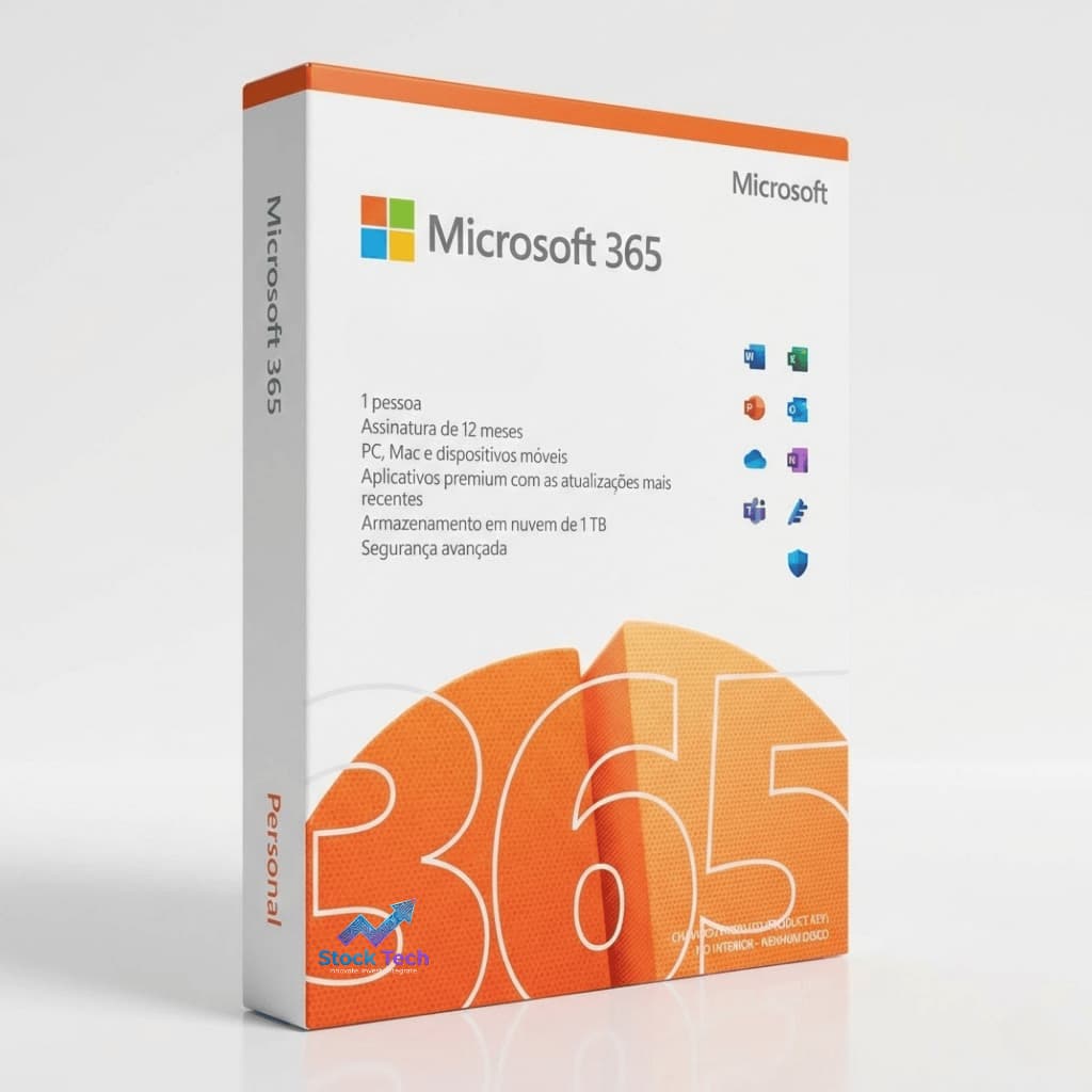 Microsoft Office 365 Mídia Física Licença 12 Meses + 1TB OneDrive 1 Usuário Assinatura Anual Físico